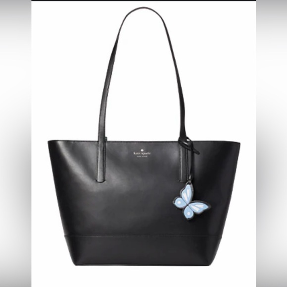 kate spade Handbags - Kate Spade Adley large Black Tote with Blue Butterfly Charm